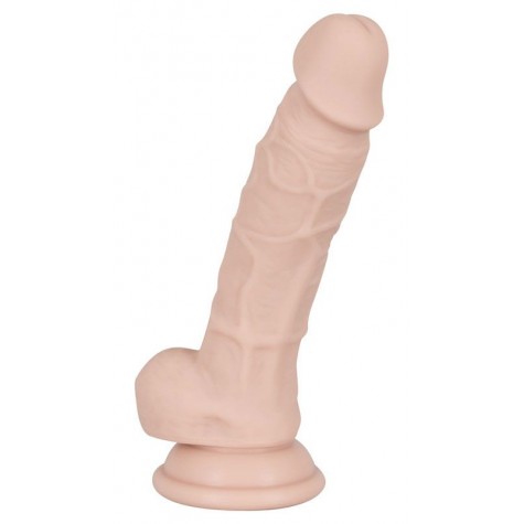 Телесный фаллоимитатор на присоске Silicone Dildo - 18 см.